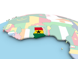 Image showing Flag of Ghana on bright globe