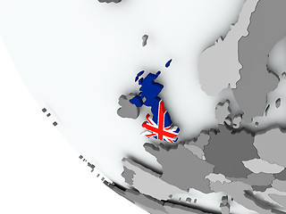 Image showing Flag of United Kingdom on political globe