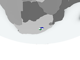 Image showing Lesotho with flag on globe