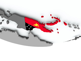 Image showing Papua New Guinea with flag on globe