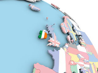 Image showing Flag of Ireland on globe