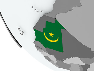 Image showing Flag of Mauritania on political globe