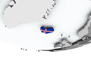 Image showing Iceland with flag on globe