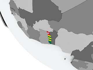 Image showing Flag of Togo on political globe