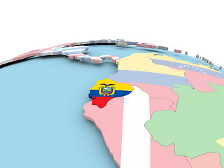 Image showing Flag of Ecuador on bright globe