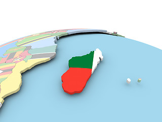 Image showing Flag of Madagascar on bright globe