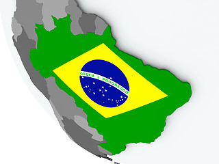 Image showing Flag of Brazil on political globe