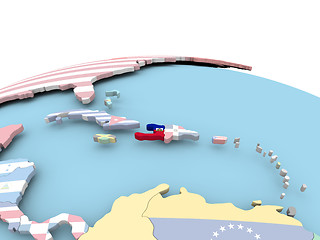 Image showing Flag of Haiti on bright globe