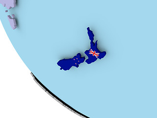 Image showing New Zealand with flag on globe