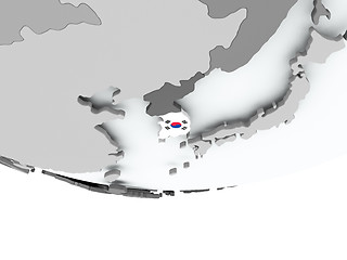 Image showing South Korea with flag on globe