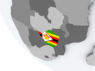 Image showing Flag of Zimbabwe on political globe