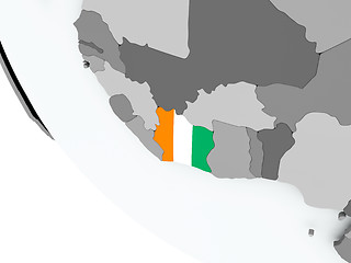 Image showing Flag of Ivory Coast on political globe