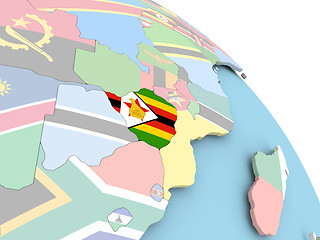 Image showing Flag of Zimbabwe on globe