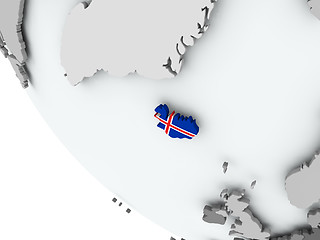 Image showing Flag of Iceland on political globe