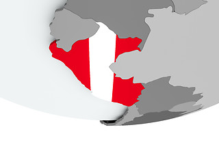 Image showing Peru with flag on globe