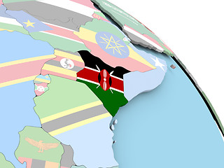 Image showing Flag of Kenya on globe