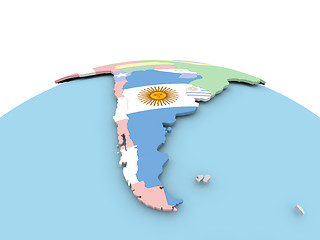 Image showing Flag of Argentina on bright globe