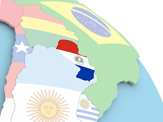 Image showing Flag of Paraguay on globe