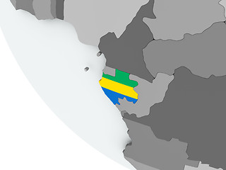 Image showing Flag of Gabon on political globe