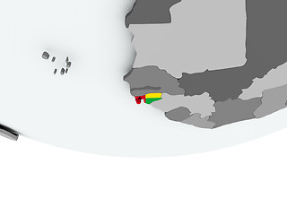 Image showing Guinea-Bissau with flag on globe