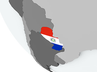 Image showing Flag of Paraguay on political globe