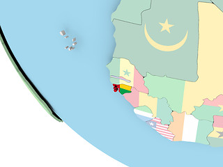 Image showing Guinea-Bissau with flag on globe