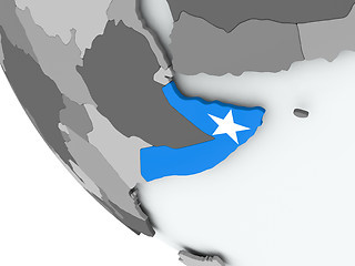 Image showing Flag of Somalia on political globe