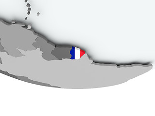 Image showing French Guiana with flag on globe