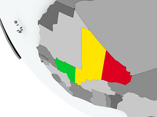 Image showing Flag of Mali on political globe