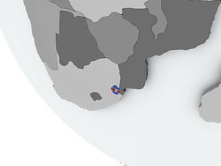 Image showing Flag of Swaziland on political globe