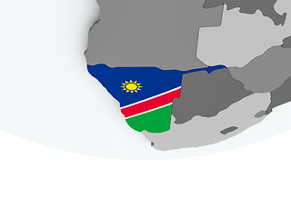 Image showing Namibia with flag on globe