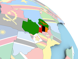 Image showing Flag of Zambia on globe