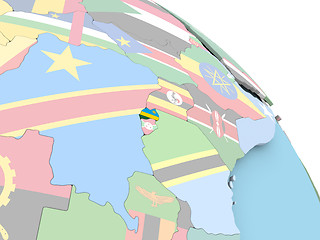 Image showing Flag of Rwanda on globe