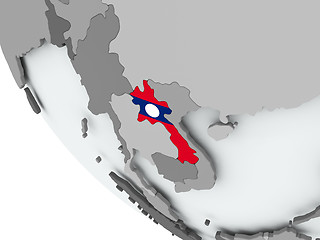 Image showing Flag of Laos on political globe