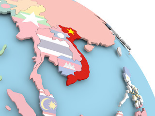 Image showing Flag of Vietnam on globe