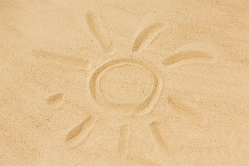 Image showing picture of sun in sand on summer beach