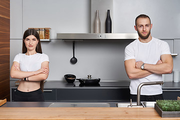 Image showing Young family in the kitchen