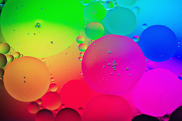 Image showing Rainbow abstract background picture made with oil, water and soap