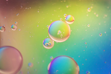 Image showing Rainbow abstract defocused background picture made with oil, water and soap