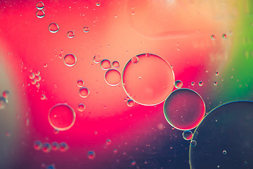 Image showing Red and orange abstract background picture made with oil, water and soap