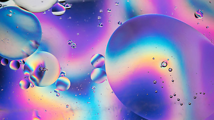 Image showing Rainbow abstract background picture made with oil, water and soap