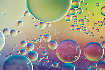 Image showing Rainbow abstract defocused background picture made with oil, water and soap