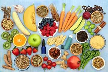 Image showing Healthy Food and Herbs for Asthma Sufferers