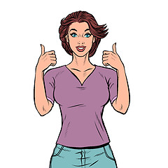 Image showing woman thumbs up gesture