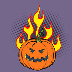 Image showing Halloween pumpkin in the flames of hell