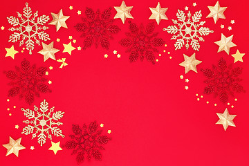 Image showing Christmas Star and Snowflake Border