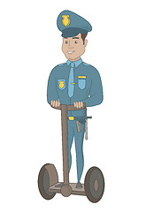 Image showing Hispanic security guard riding electrical scooter.