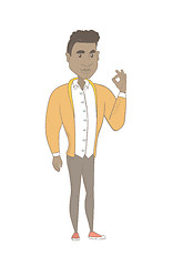 Image showing Young african-american man showing ok sign.