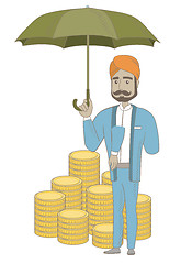 Image showing Businessman insurance agent with umbrella.