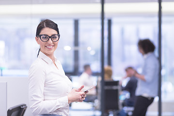 Image showing Elegant Woman Using Mobile Phone in startup office building